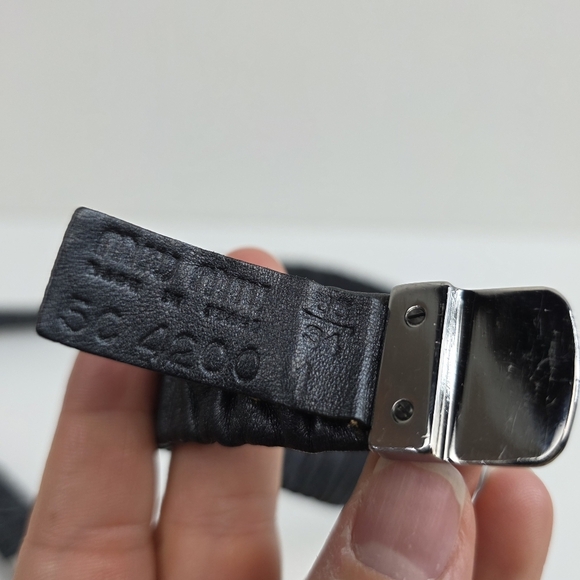 Miu Miu Black Ruched Leather Belt with Silver-Tone Buckle main image 4